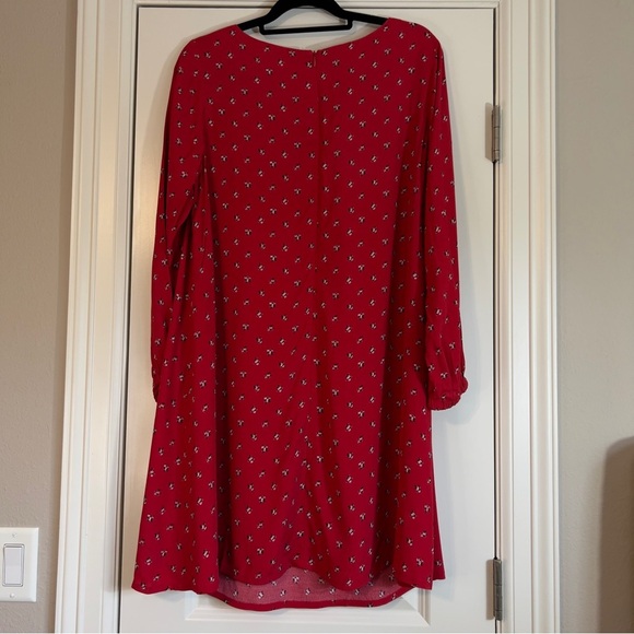 The Nines By Hatch Long Sleeve Crepe Maternity Dress Red Floral Print Size L - Picture 3 of 5